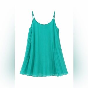 BCBG Pleated Teal Chiffon Swing Tank